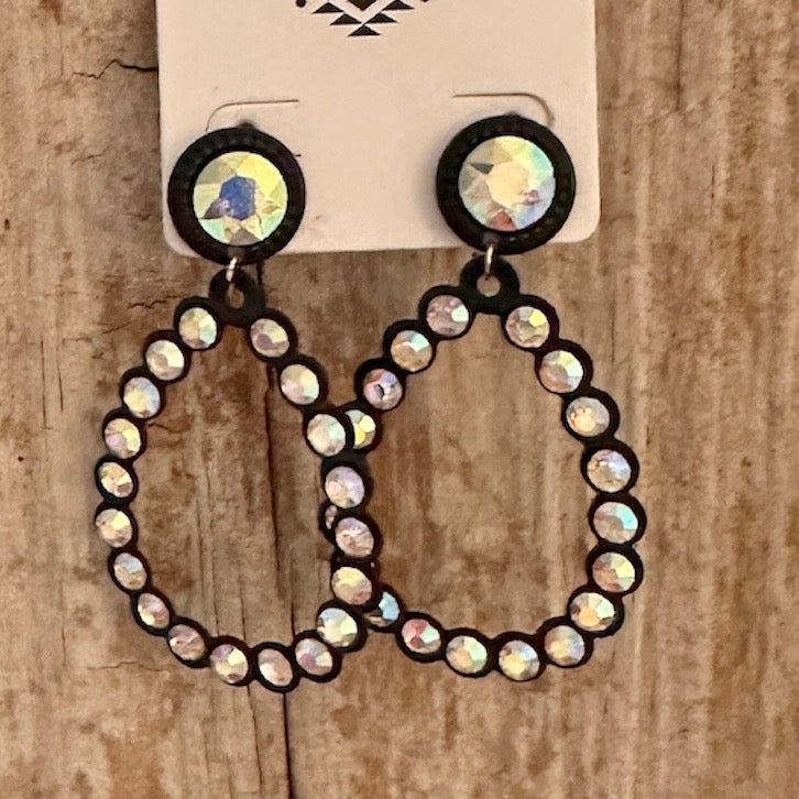Black Iridescent Loop Stud Earrings