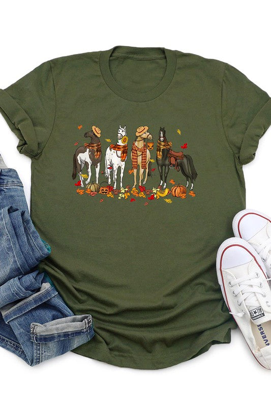 THANKSGIVING,FALL HORSES SHORT SLEEVE