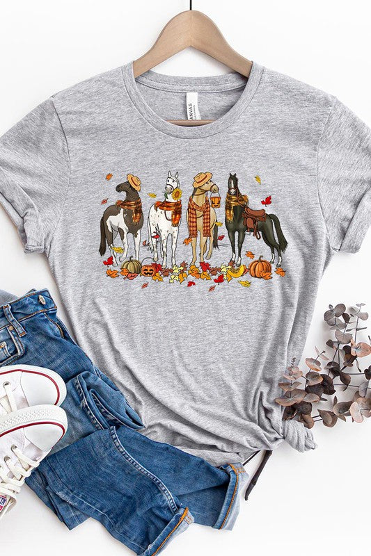 THANKSGIVING,FALL HORSES SHORT SLEEVE