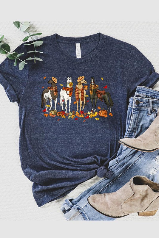 THANKSGIVING,FALL HORSES SHORT SLEEVE
