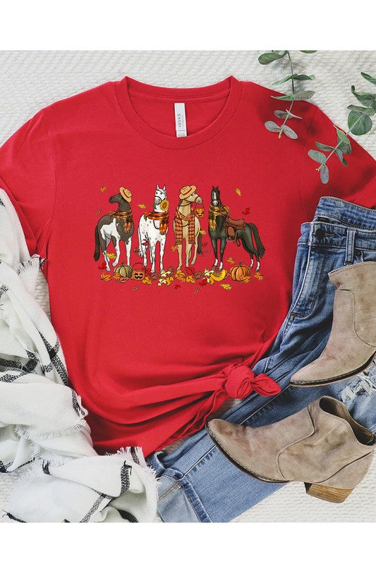 THANKSGIVING,FALL HORSES SHORT SLEEVE