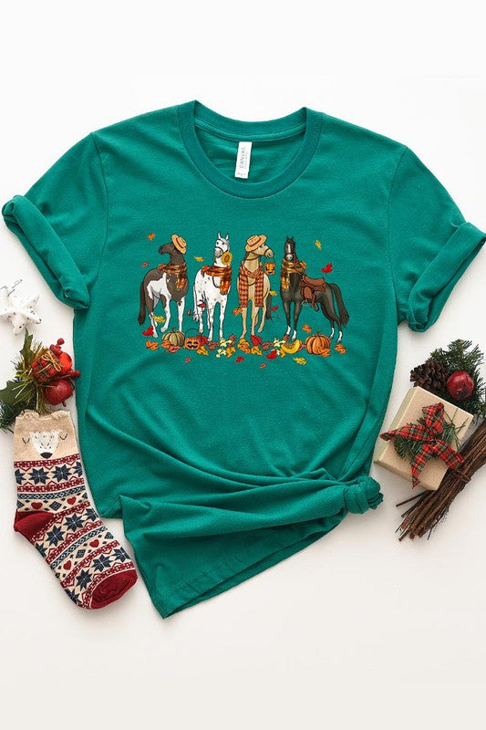 THANKSGIVING,FALL HORSES SHORT SLEEVE