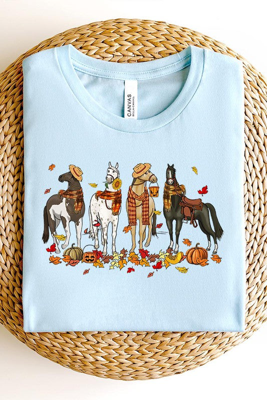 THANKSGIVING,FALL HORSES SHORT SLEEVE