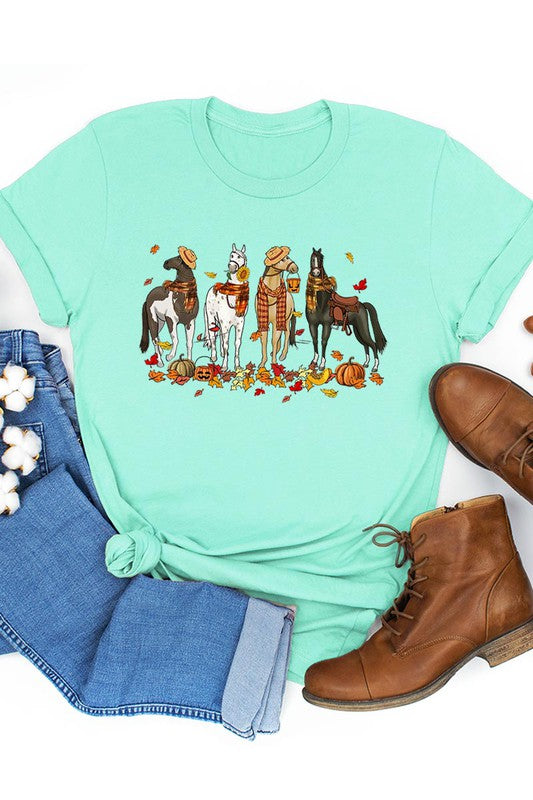 THANKSGIVING,FALL HORSES SHORT SLEEVE