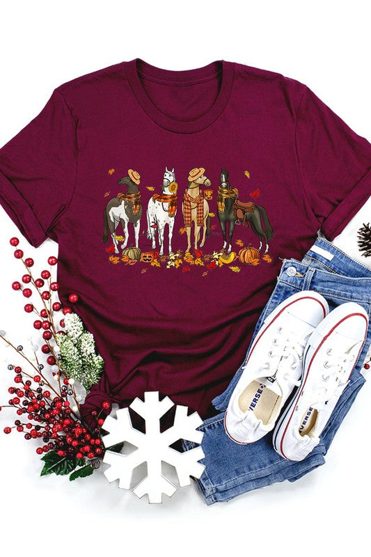 THANKSGIVING,FALL HORSES SHORT SLEEVE