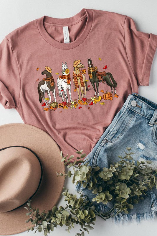 THANKSGIVING,FALL HORSES SHORT SLEEVE