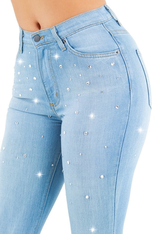 Vegas Glam Bell Bottom Jean in Light Wash - Inseam 34