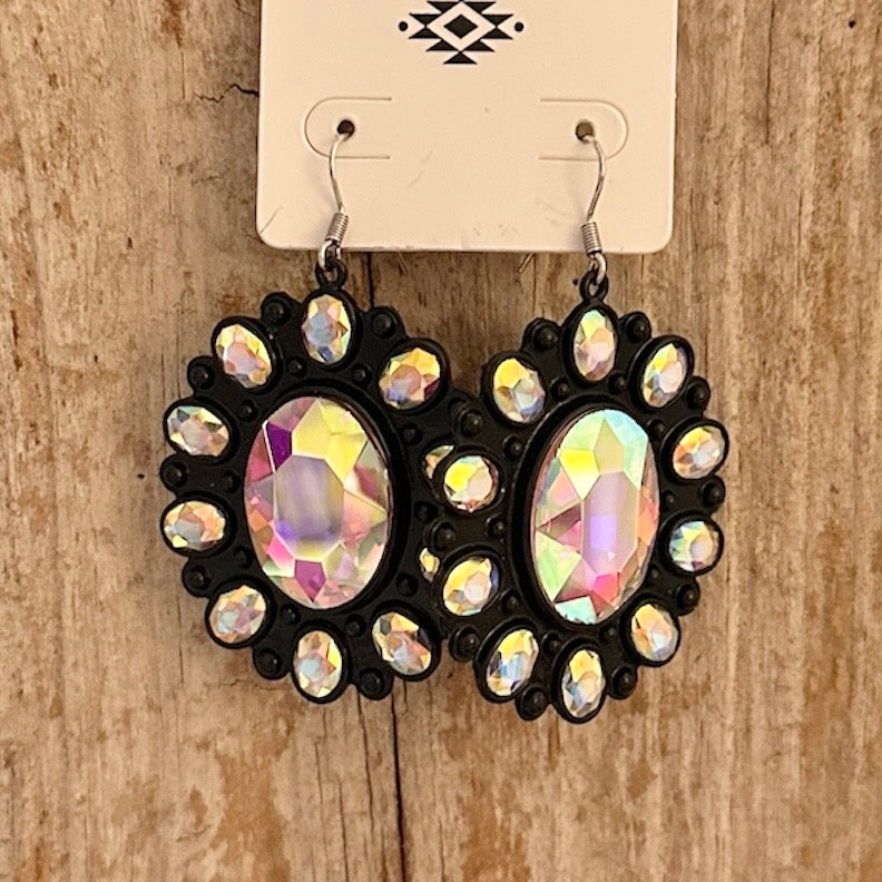 Black Iridescent Conch Hook Earrings