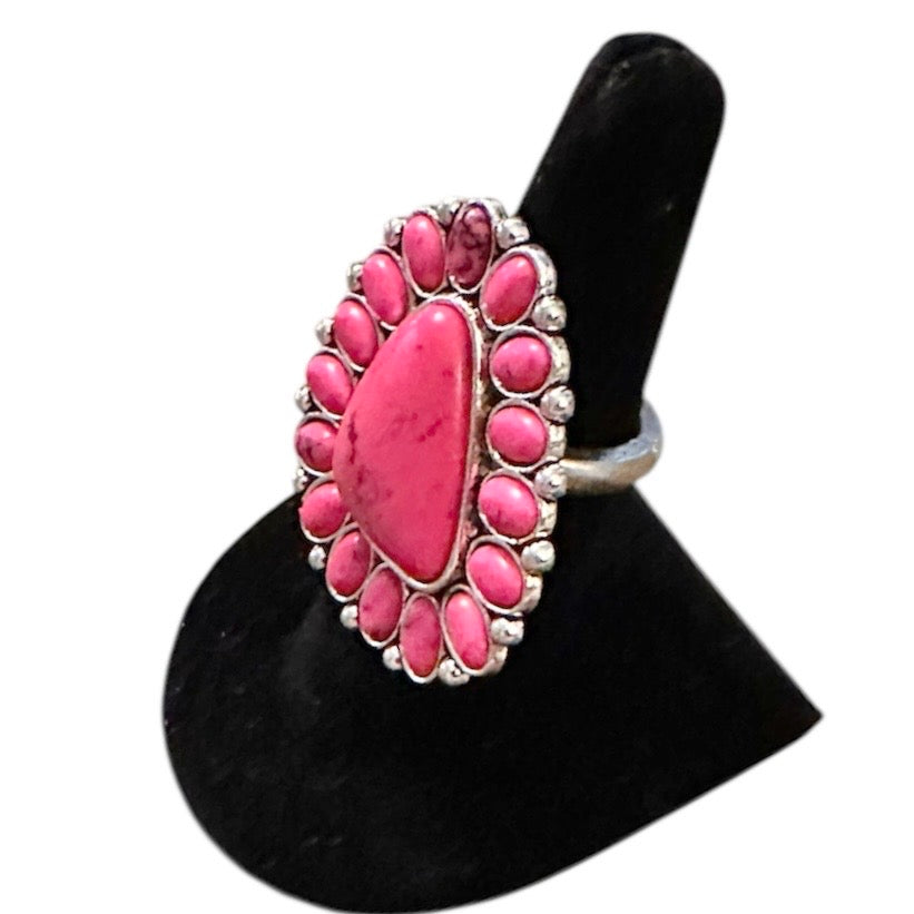 Pink Large Stone Elastic Ring