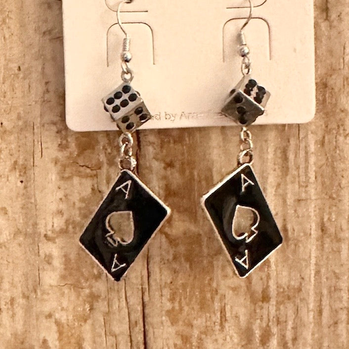 Dice and Playing Card Earrings