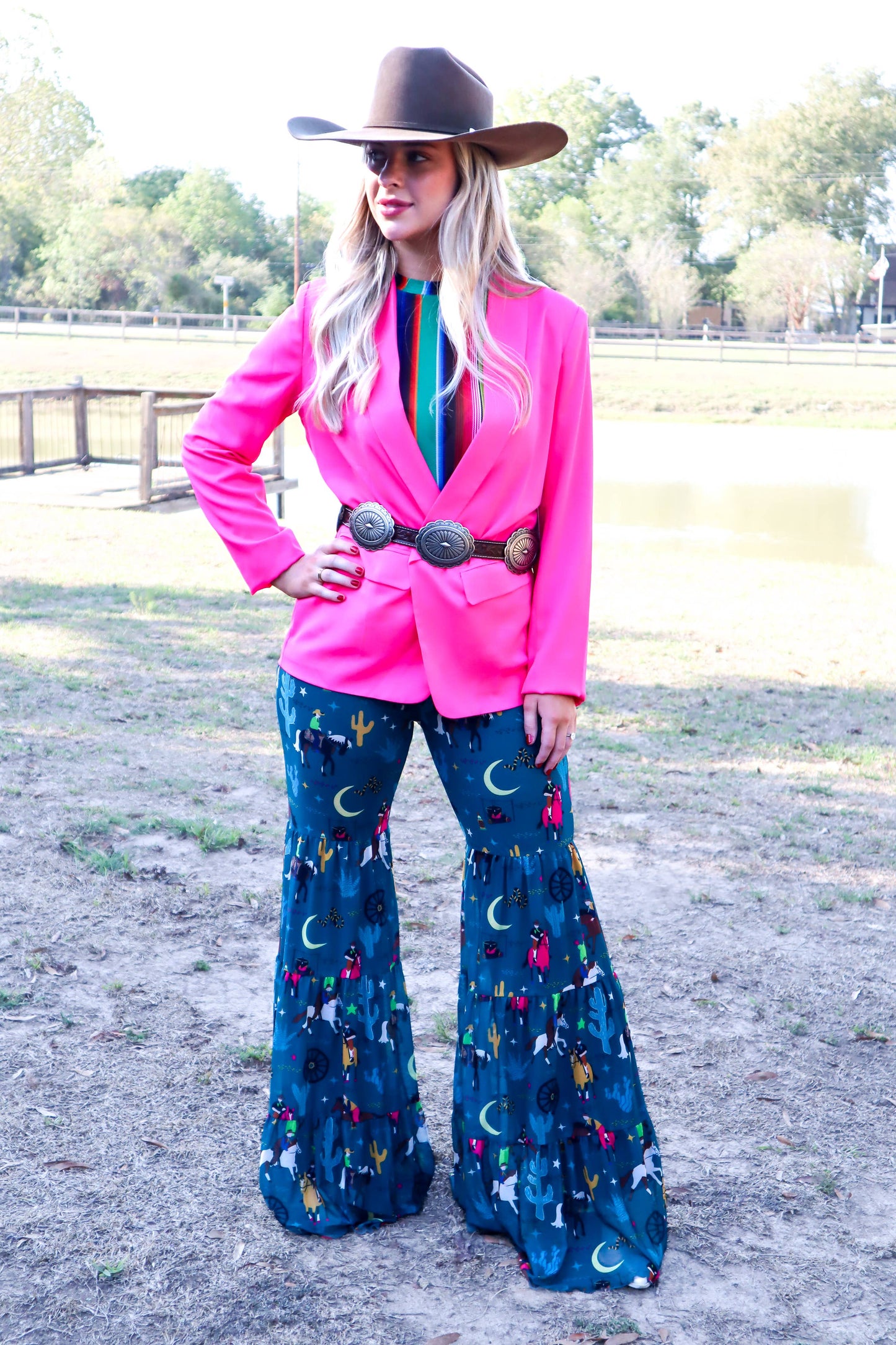 Painted Dessert Long Sleeve Mesh Top - Serape - MK165