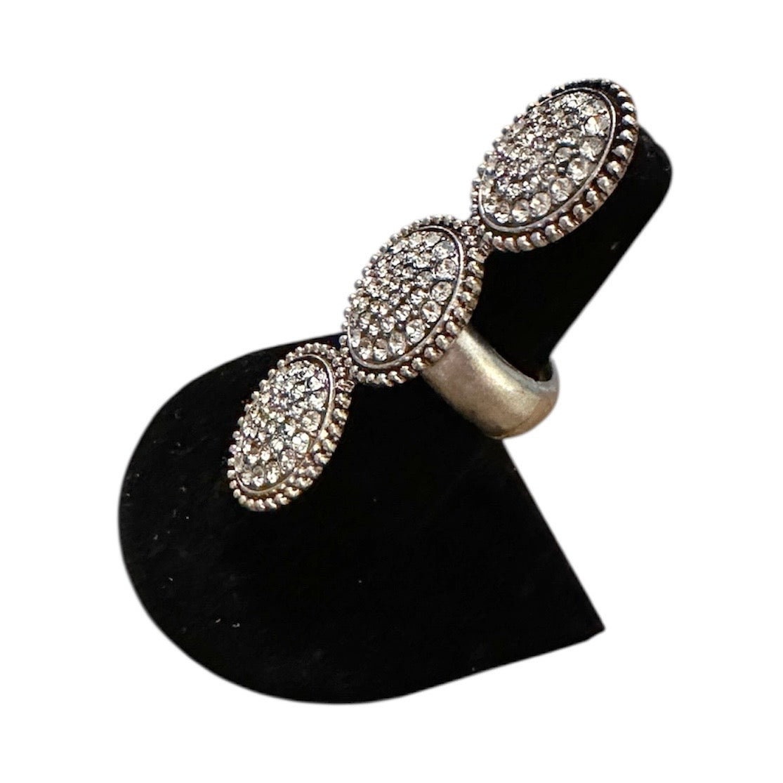 Three Circle Silver Clear Elastic Ring