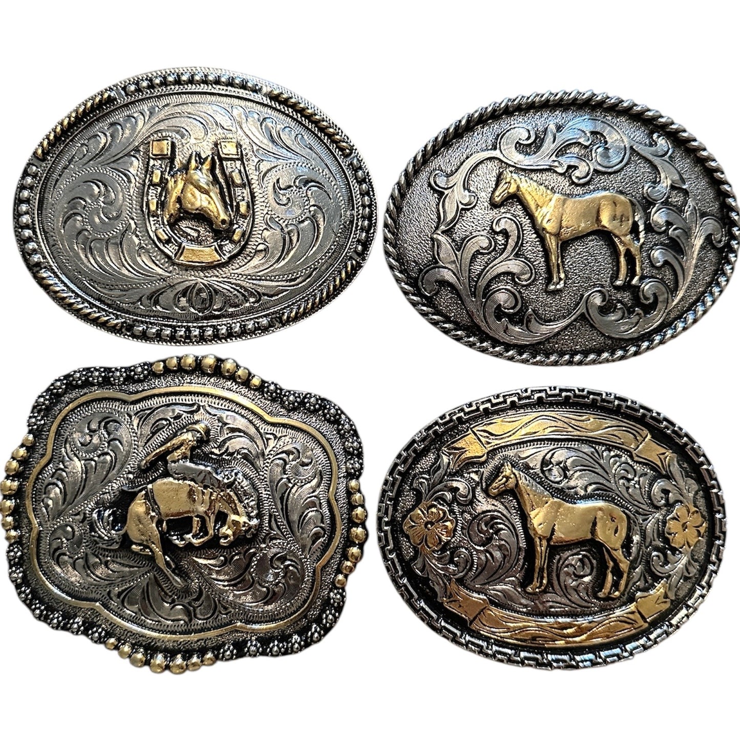 Silver and Bronze Belt Buckles