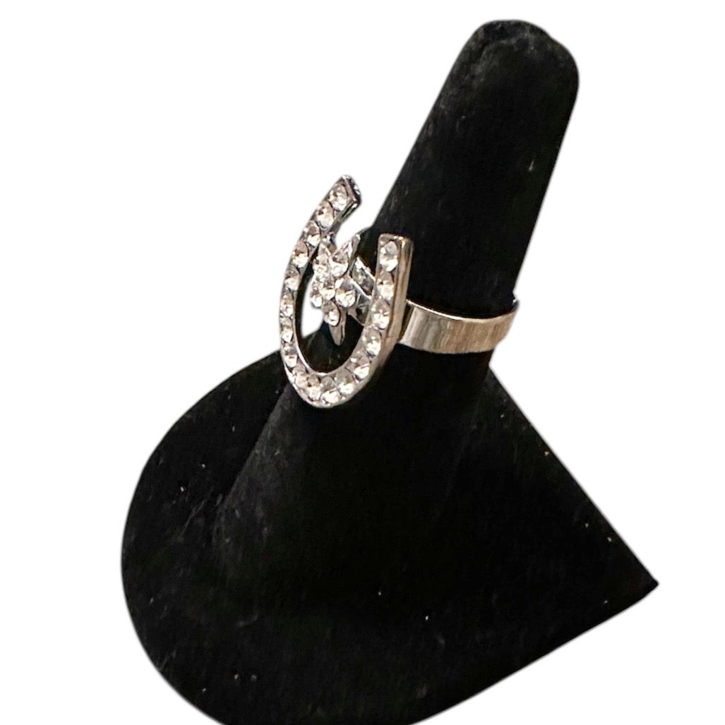 Horseshoe Star Clear Crystal Elastic Ring