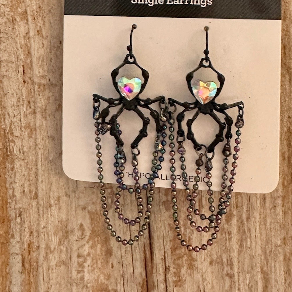 Spider Chain Iridescent Earrings