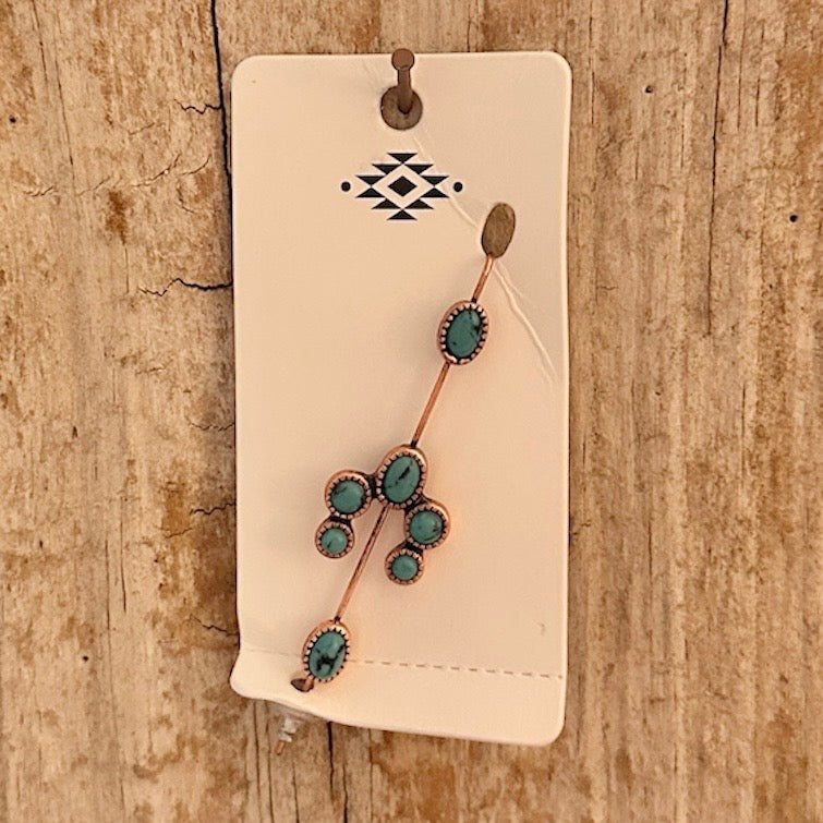 Bronze Turquoise Ear Pin