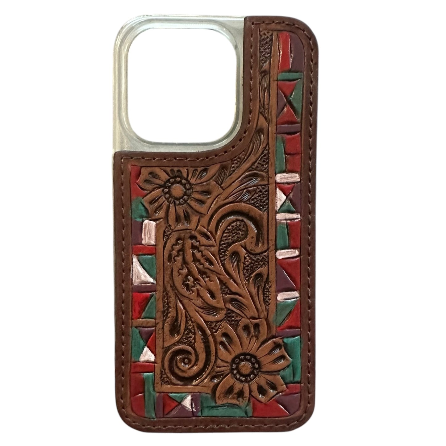 Tooled Leather Leather iPhone 15 Pro Case