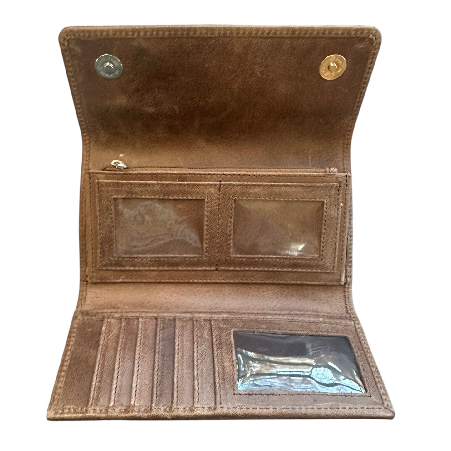 Boot Stitch Tooled Leather Wallet - Dark Brown