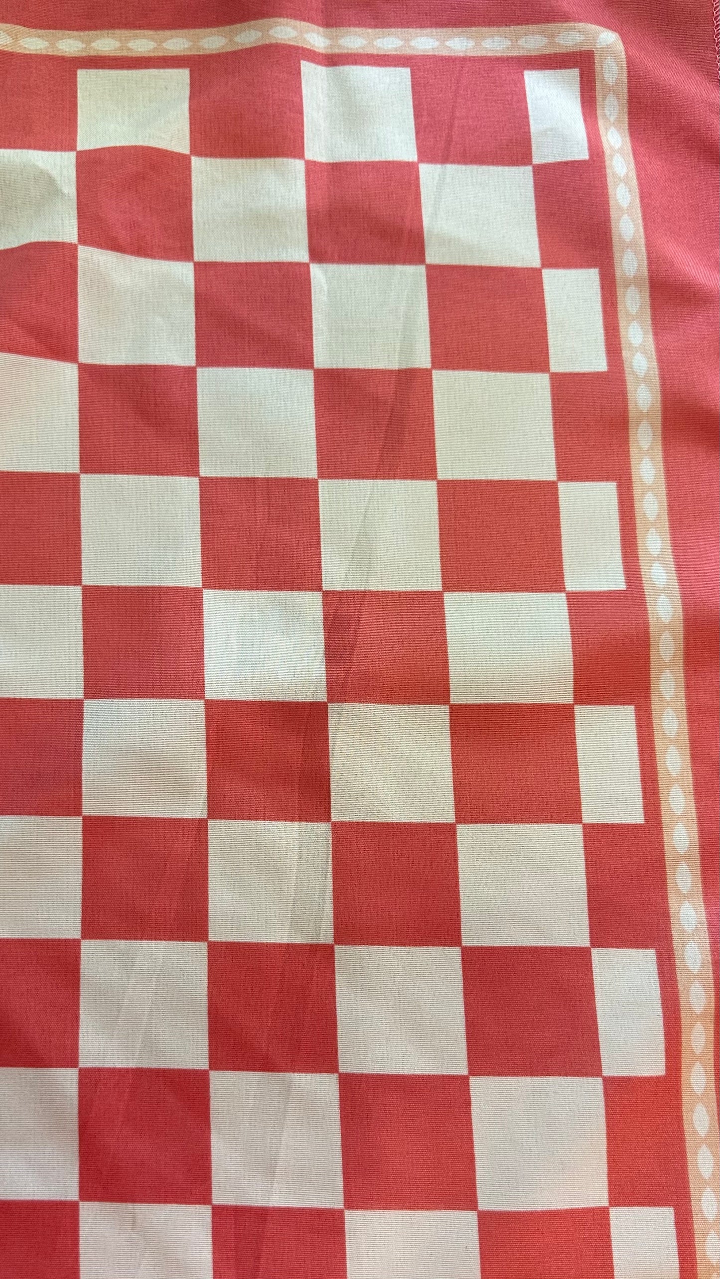 Pink and White Check Silk Scarf