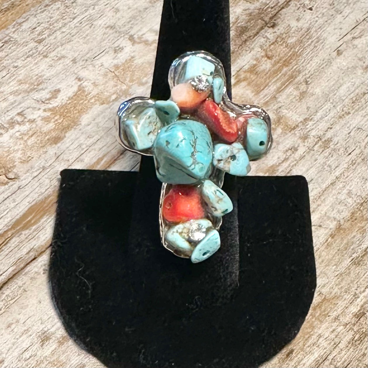 Fall Cross Western Adjustable Ring Brown/Red