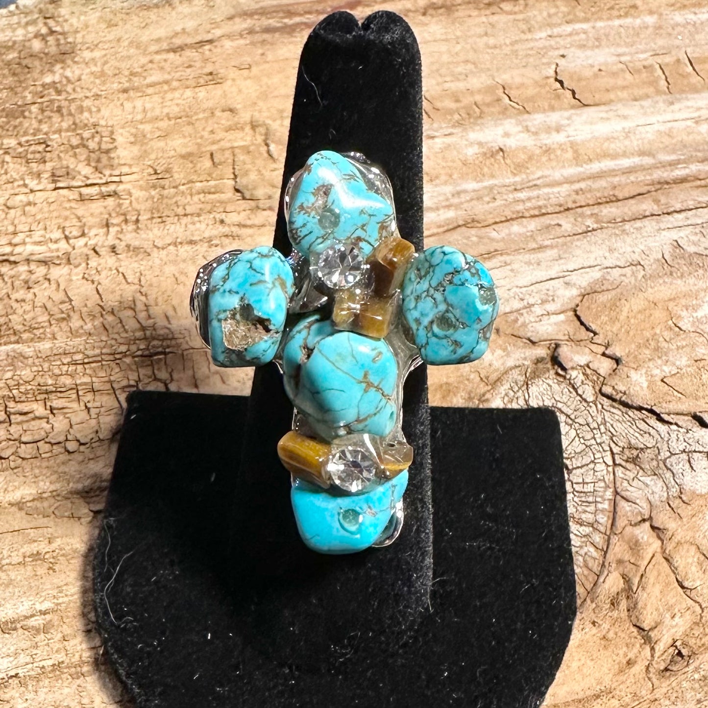 Fall Cross Western Adjustable Ring Brown/Red