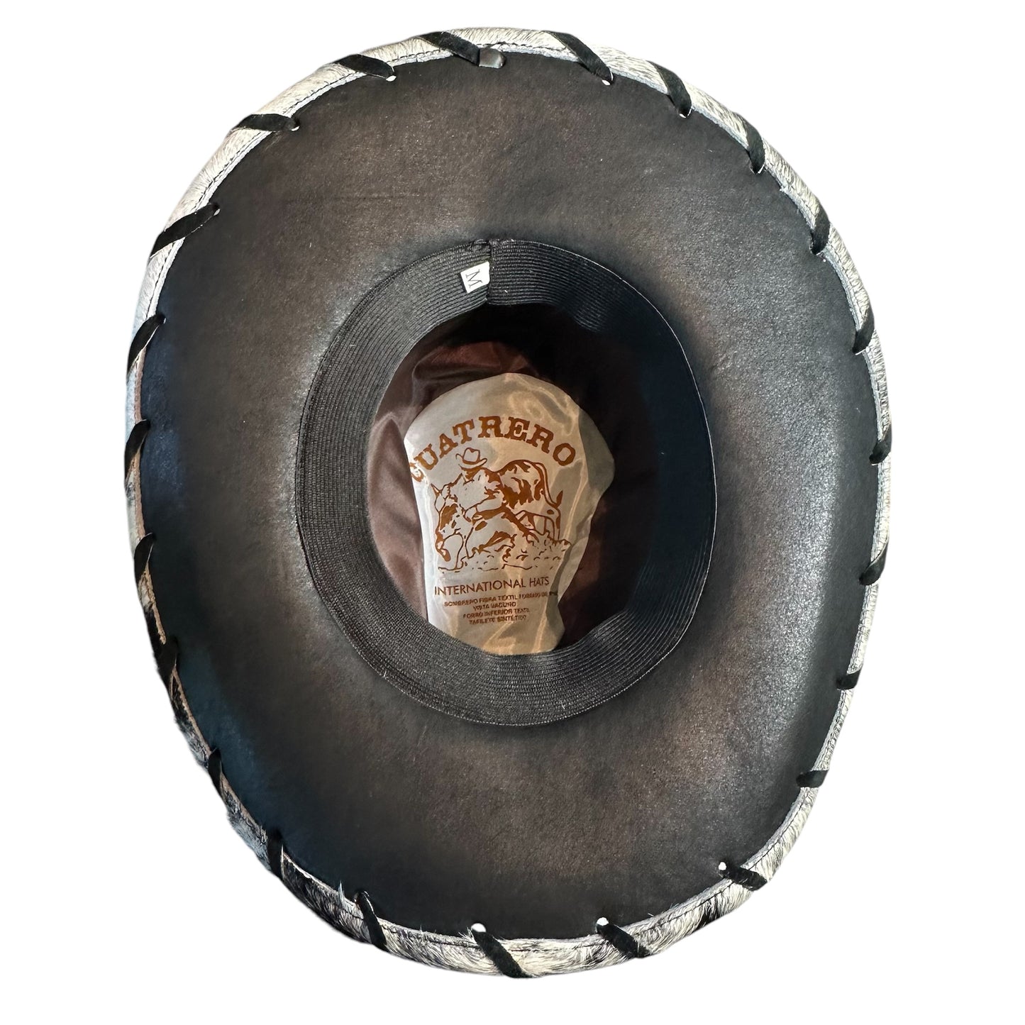 White and Black Leather Cowhide Hat