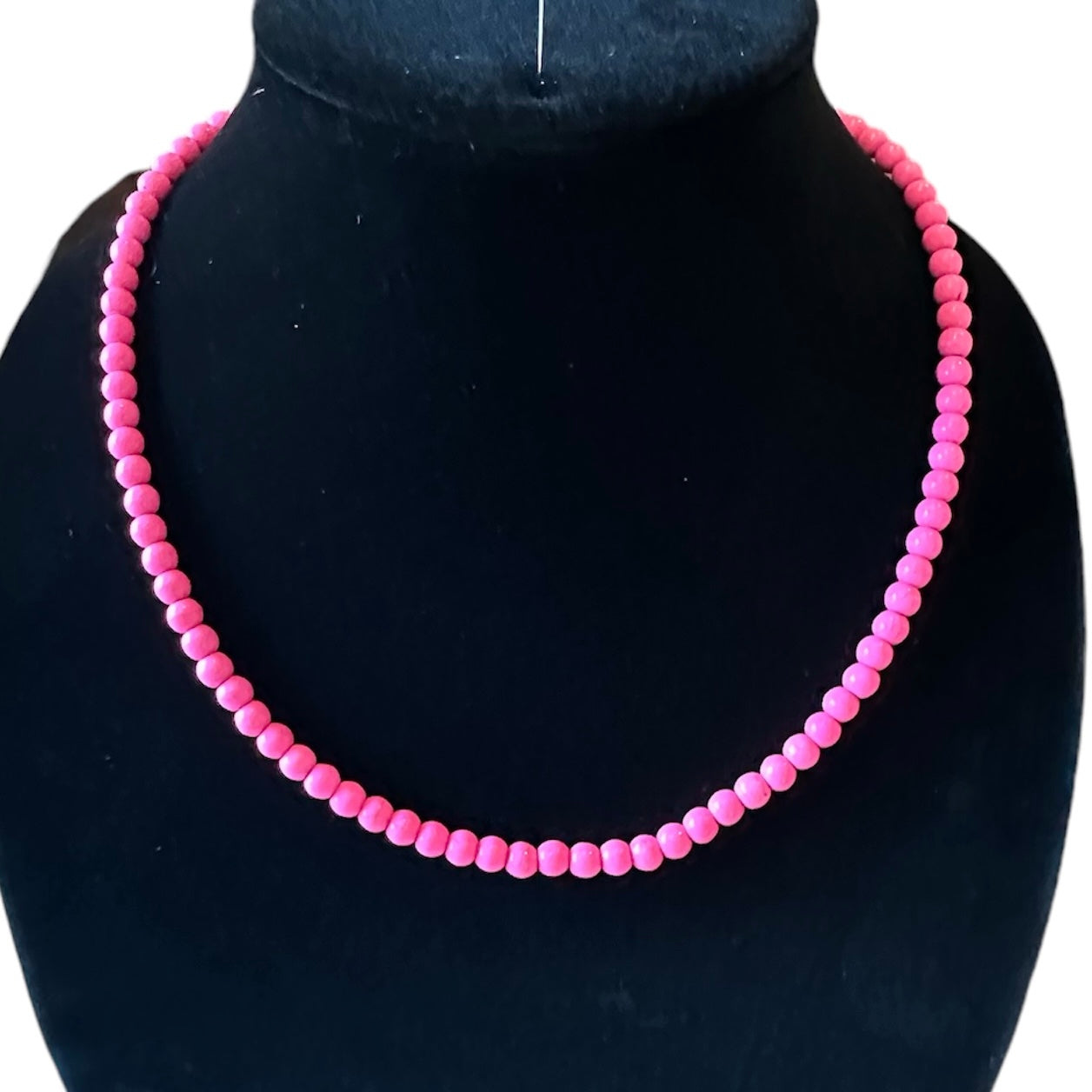 Lg Neon Pink Bead Necklace