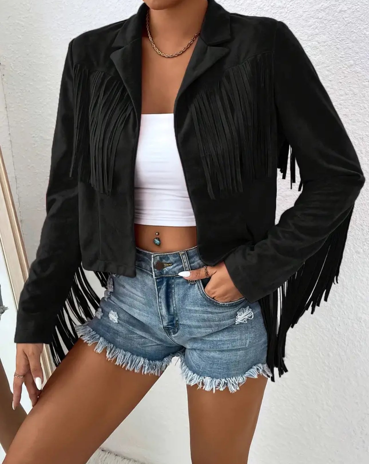 Black Suede Fringe Jacket