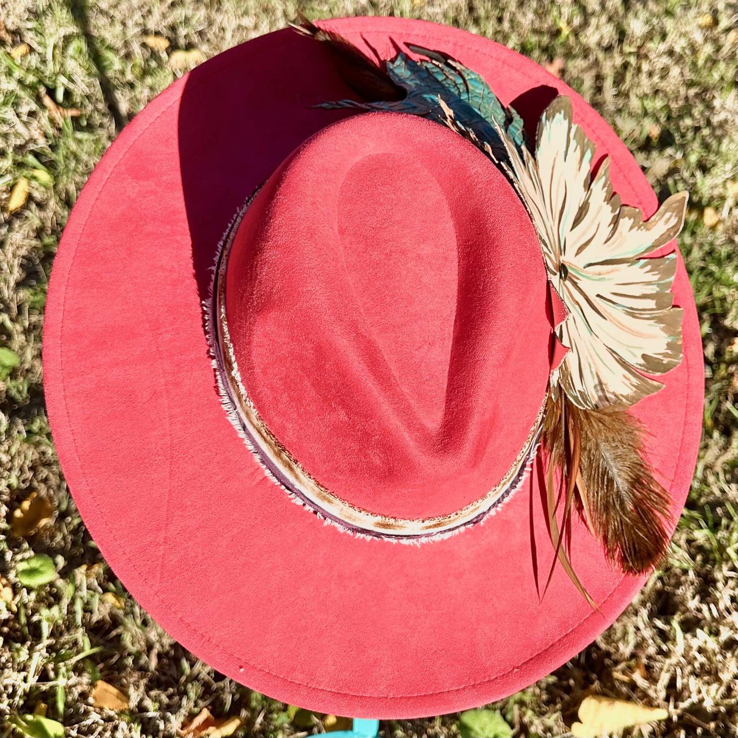 White Leather Flower Custom Hat