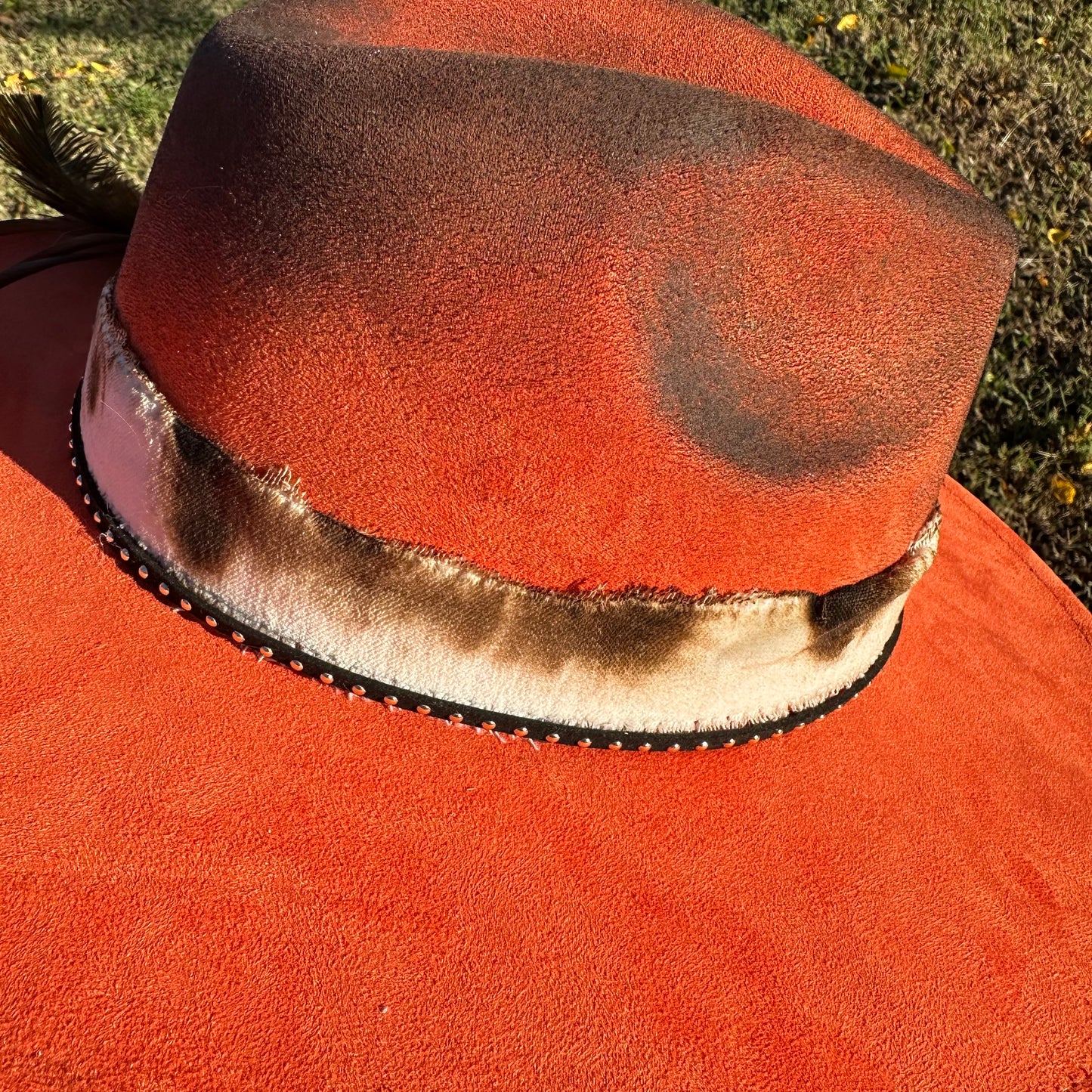 Arizona Sunset Cowhide Leather Flower Custom Hat