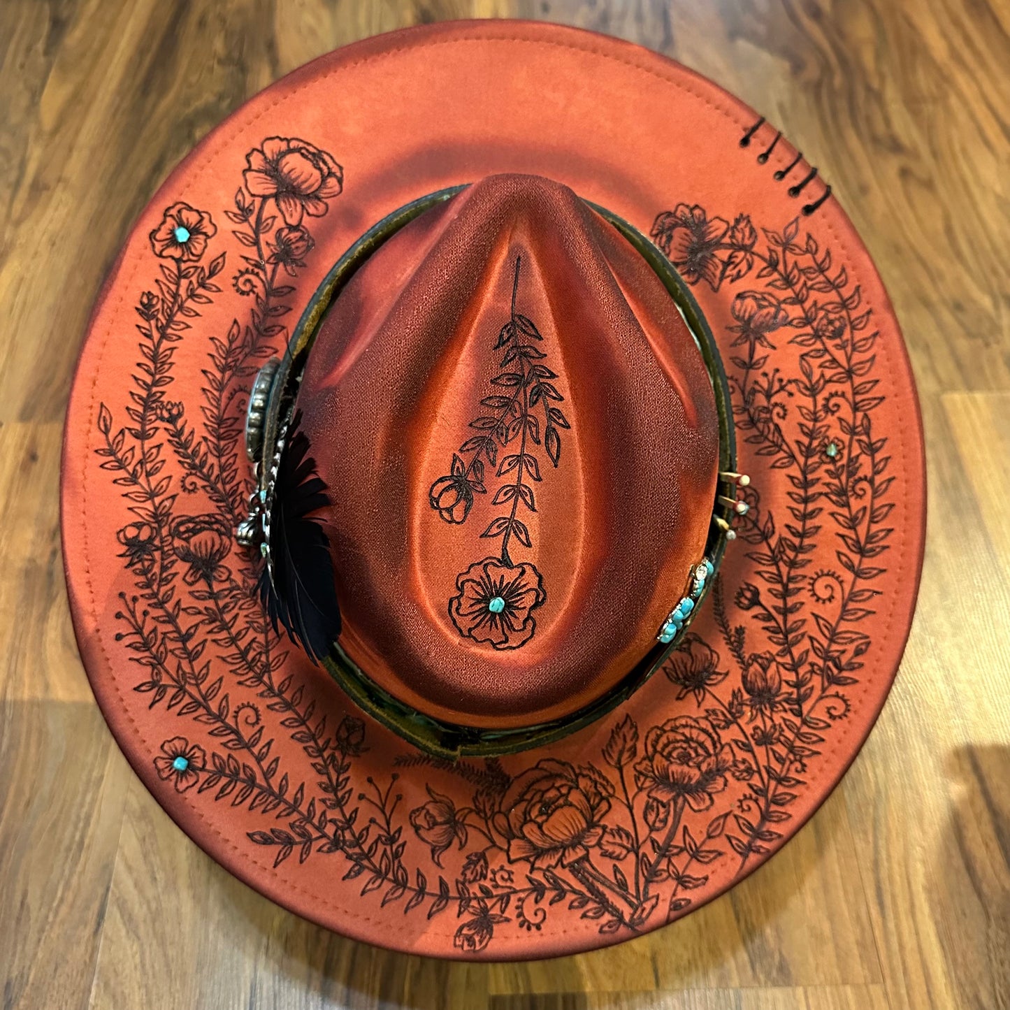 Rust and Roses Custom Hat - SOLD
