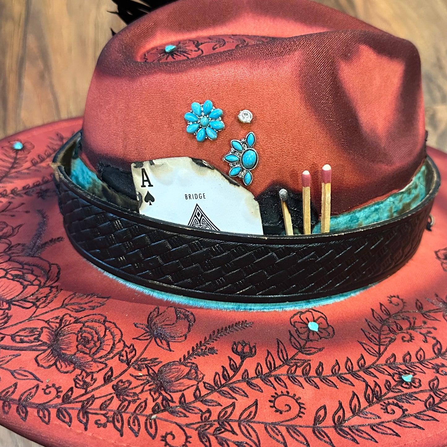 Rust and Roses Custom Hat - SOLD