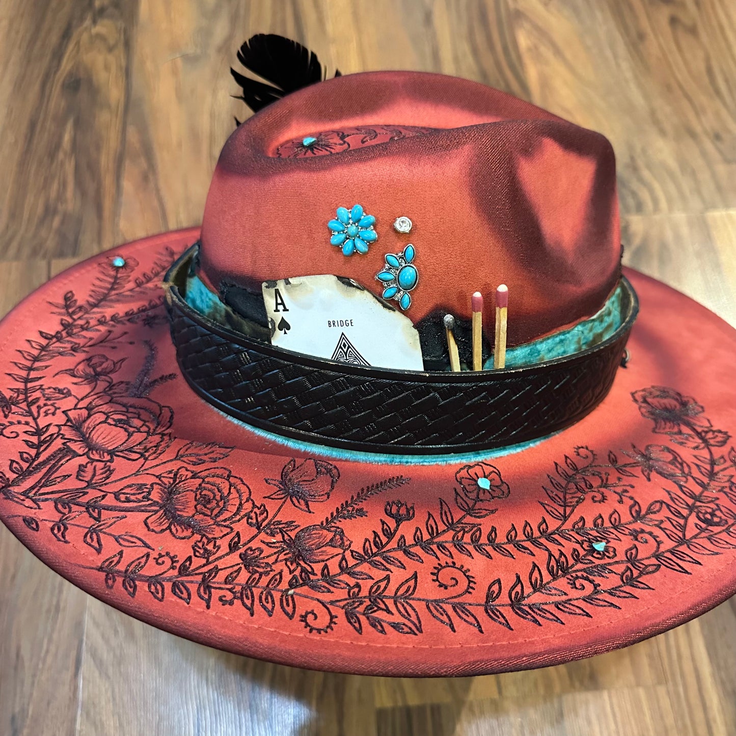 Rust and Roses Custom Hat - SOLD