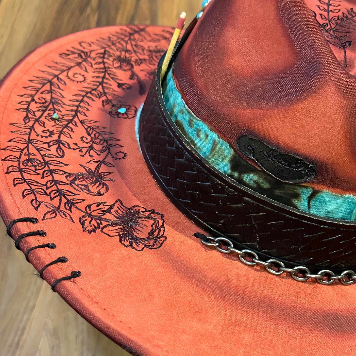 Rust and Roses Custom Hat - SOLD