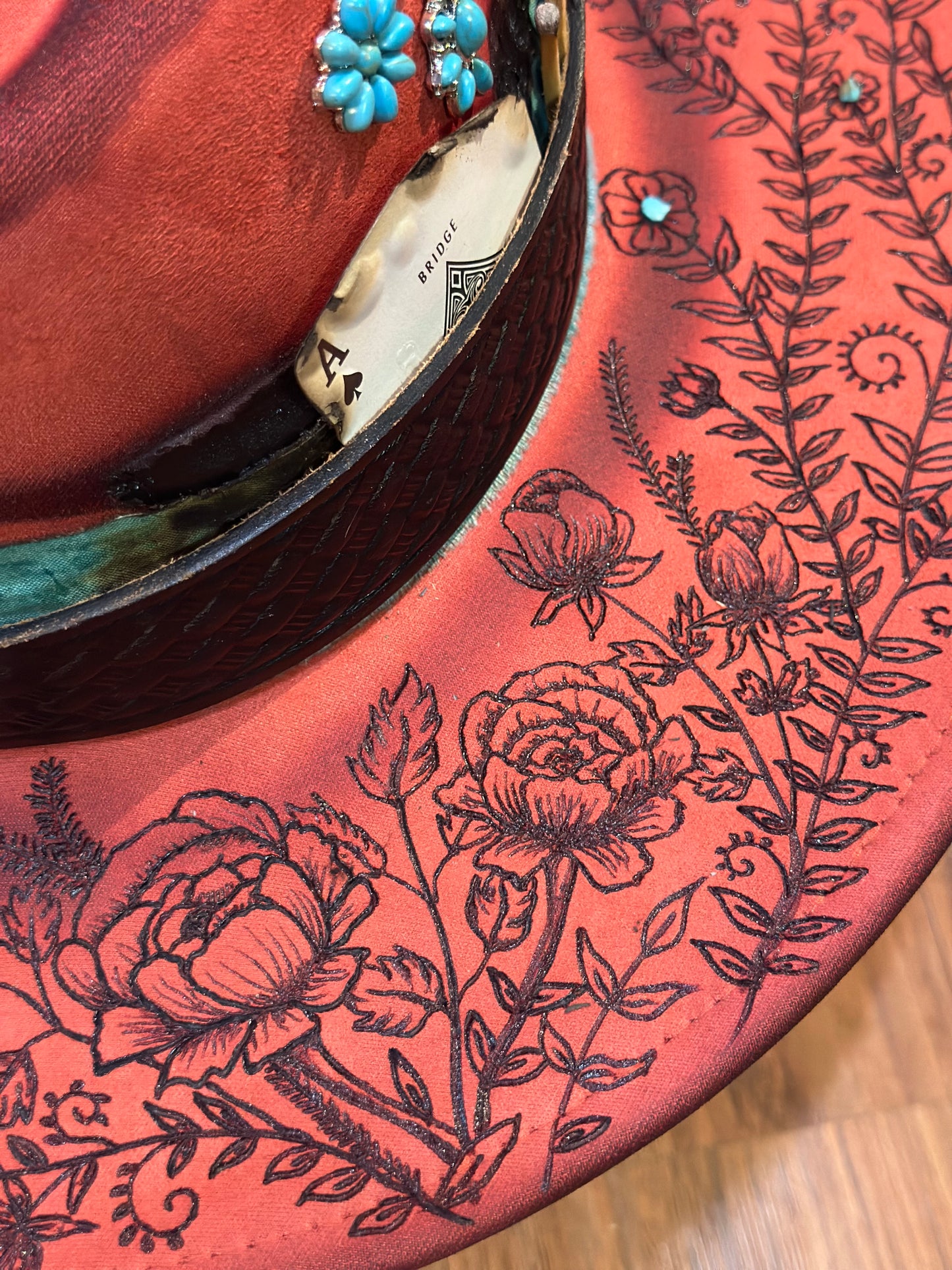 Rust and Roses Custom Hat - SOLD