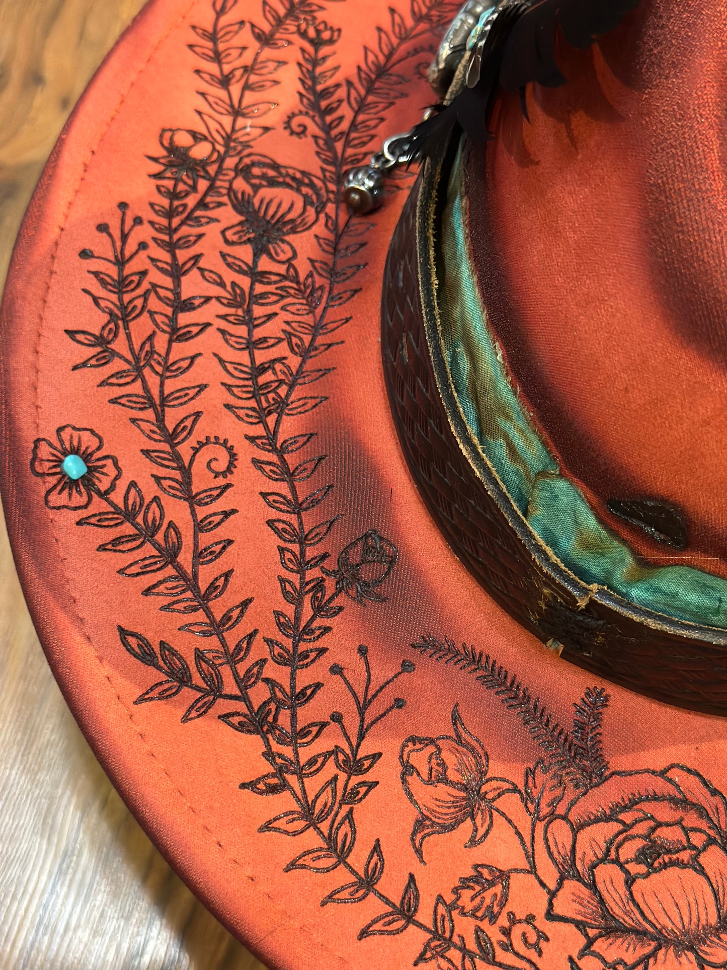 Rust and Roses Custom Hat - SOLD
