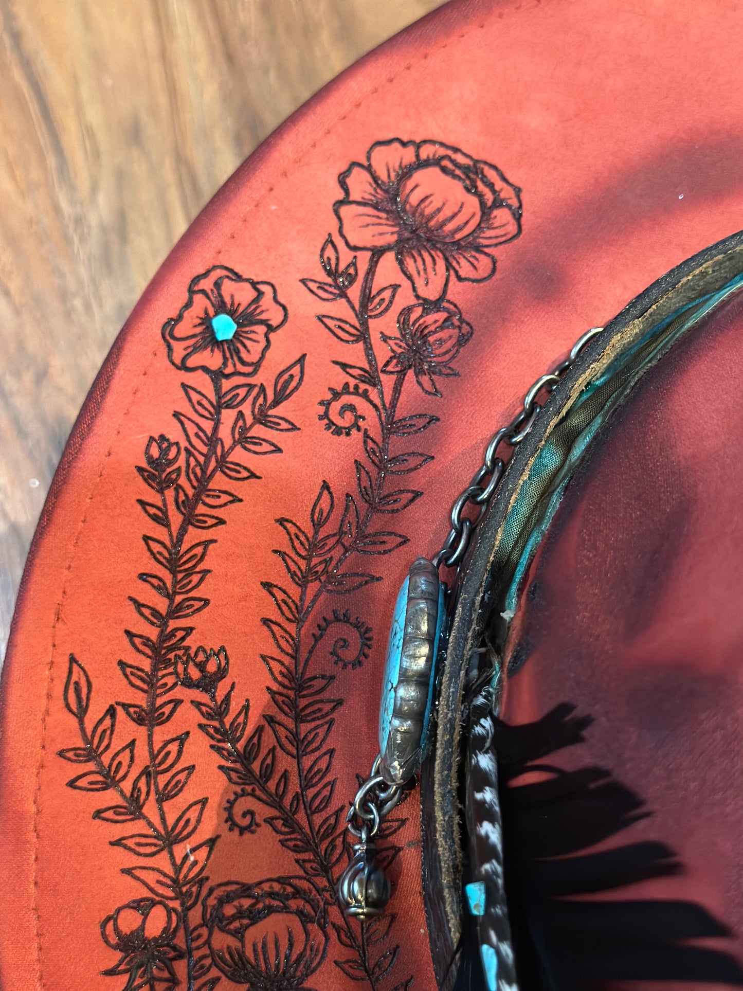 Rust and Roses Custom Hat - SOLD