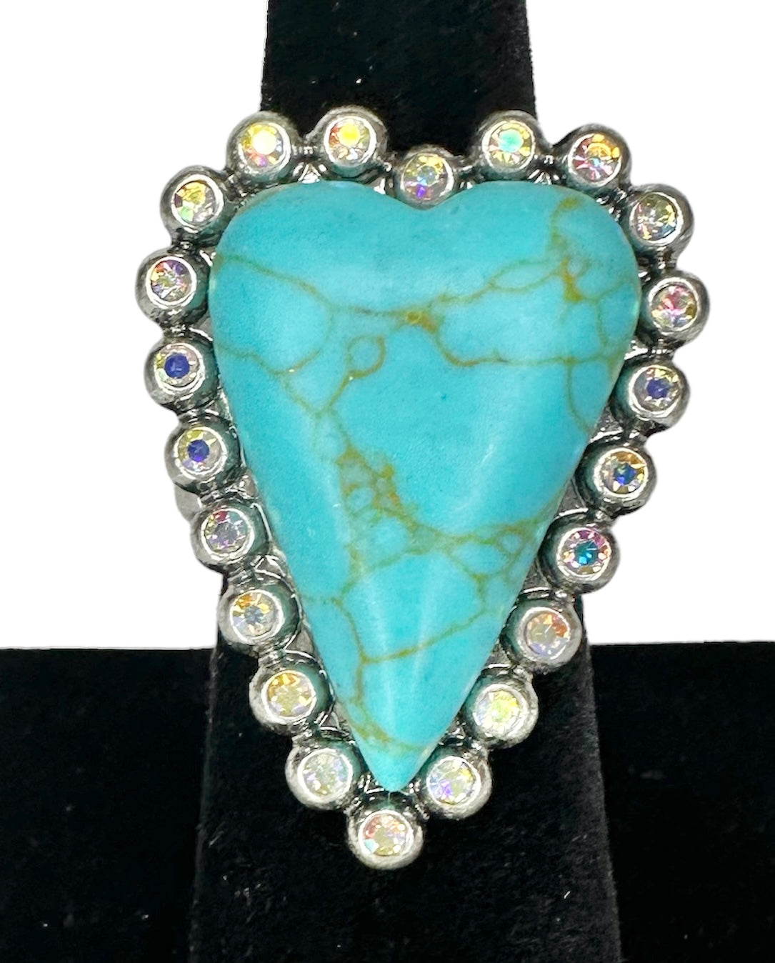 Heart Rings with Rhinestones - Several Colors Available