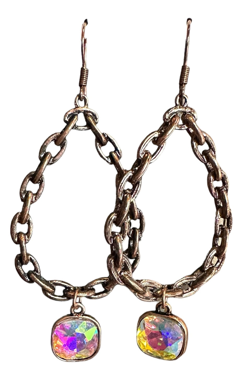 Yellow Chain Iridescent Drop Earrings