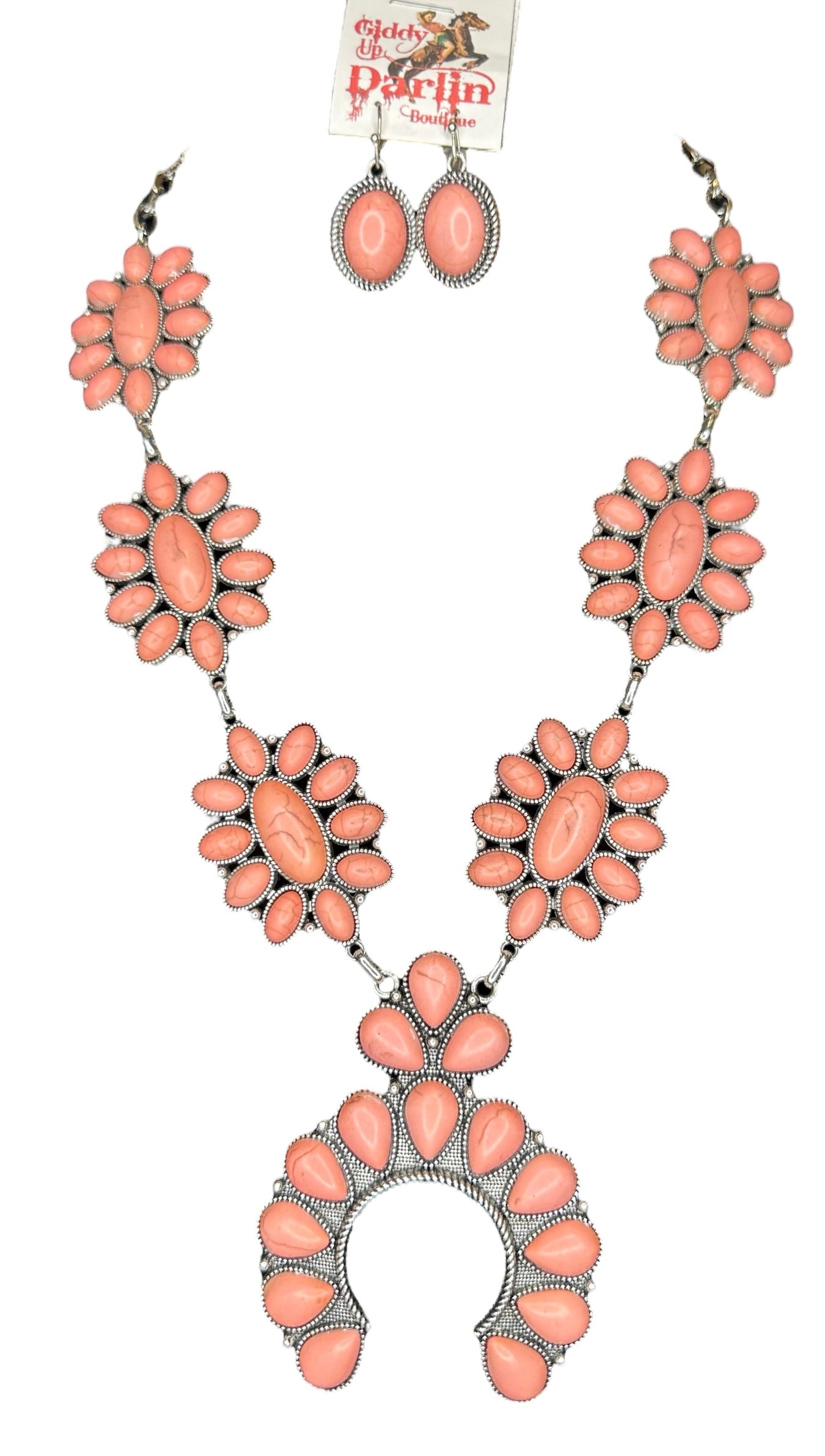 XL Light Pink Squash Blossom Necklace and Earring Set
