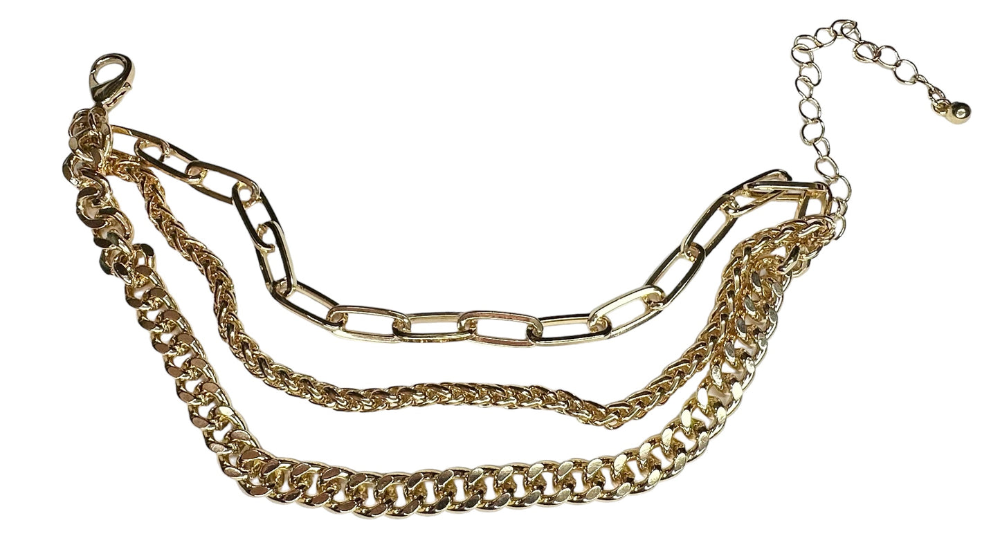 Three Strand Gold Chain Bracelet