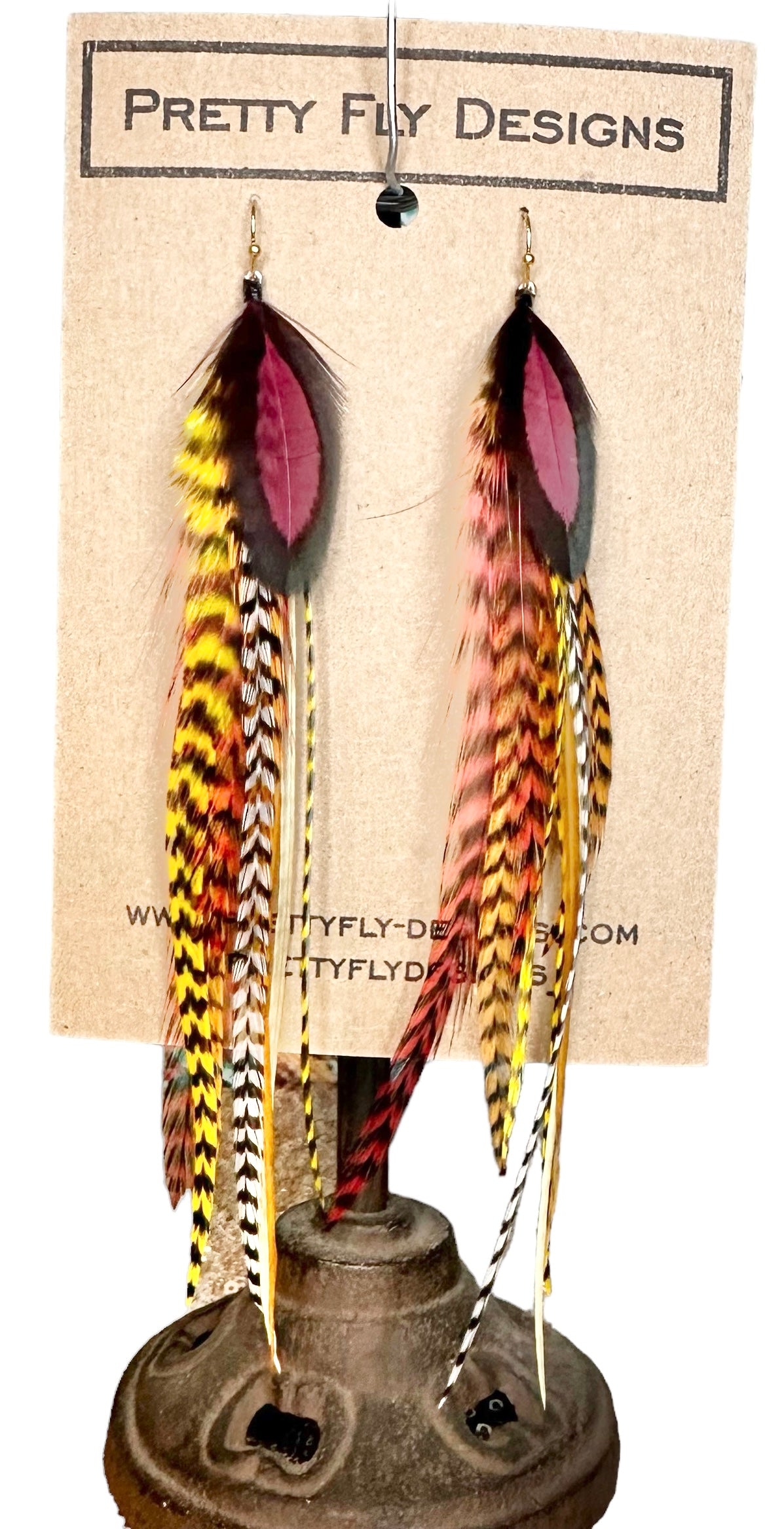 Maroon and Yellow Earrings