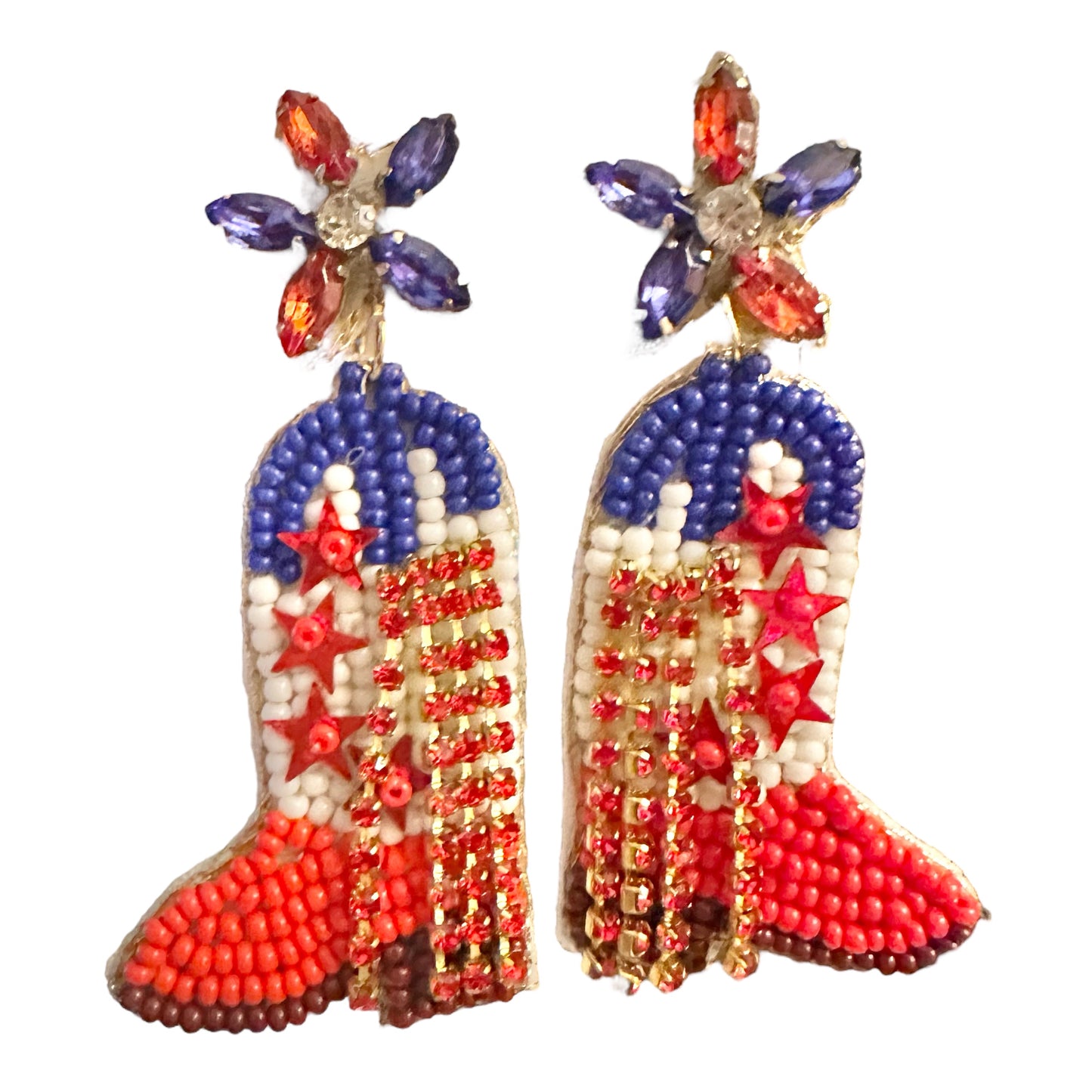 Merica Cowboy Boots Beaded Hook Earrings