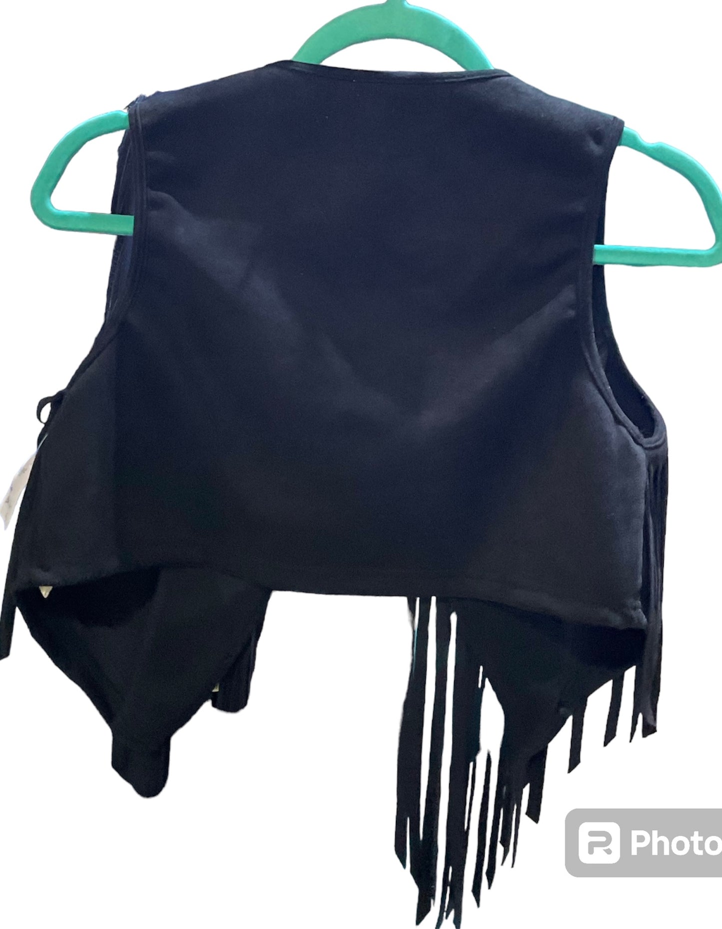 Short Black Fringe Vest with Studs