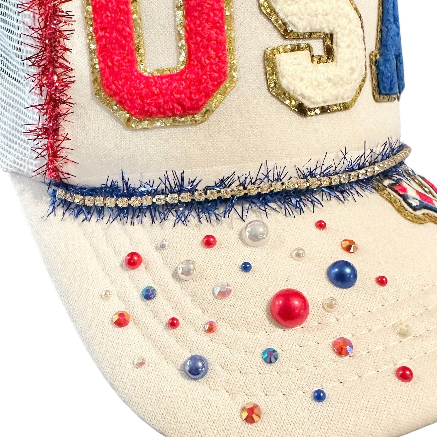 White USA Cross Trucker Hat