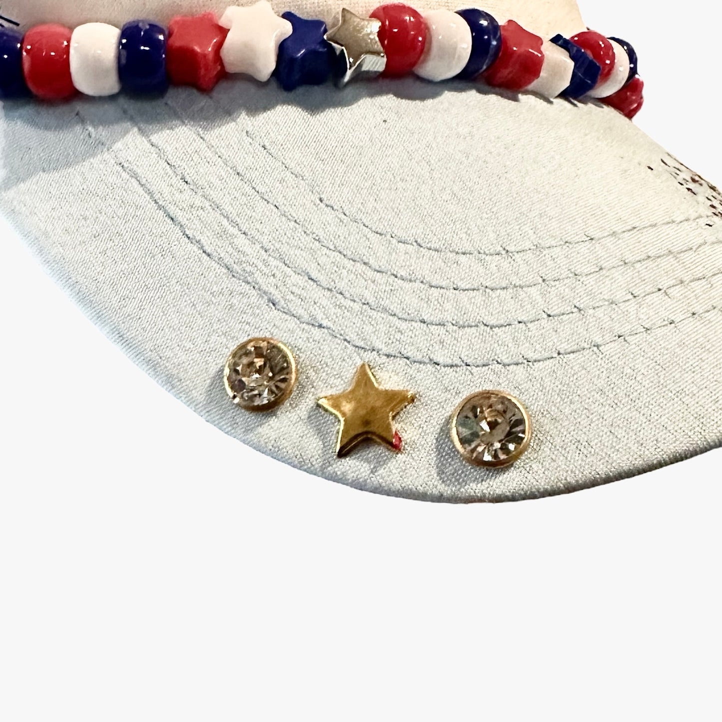 Light Blue White Red USA White Star Trucker Hat
