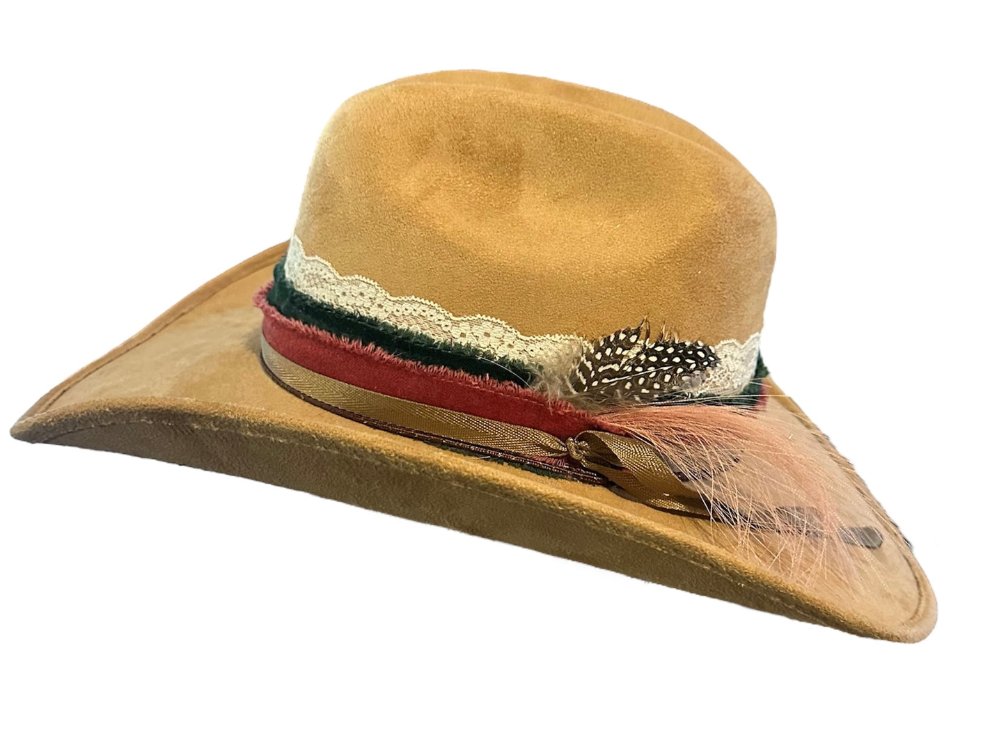 Black and Maron Band Tan Cowboy Hat