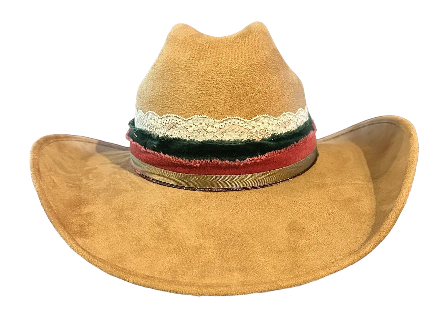 Black and Maron Band Tan Cowboy Hat
