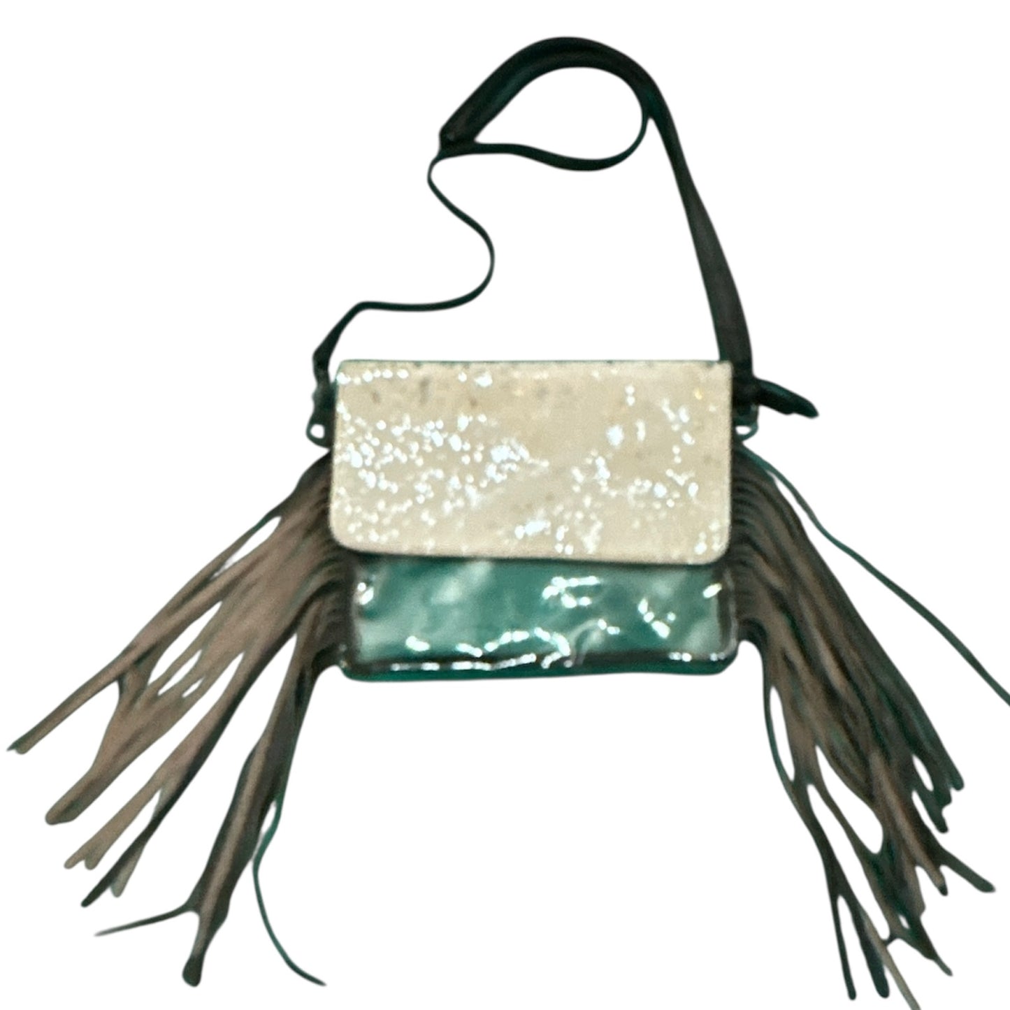 White Cowhide Fringe Purse