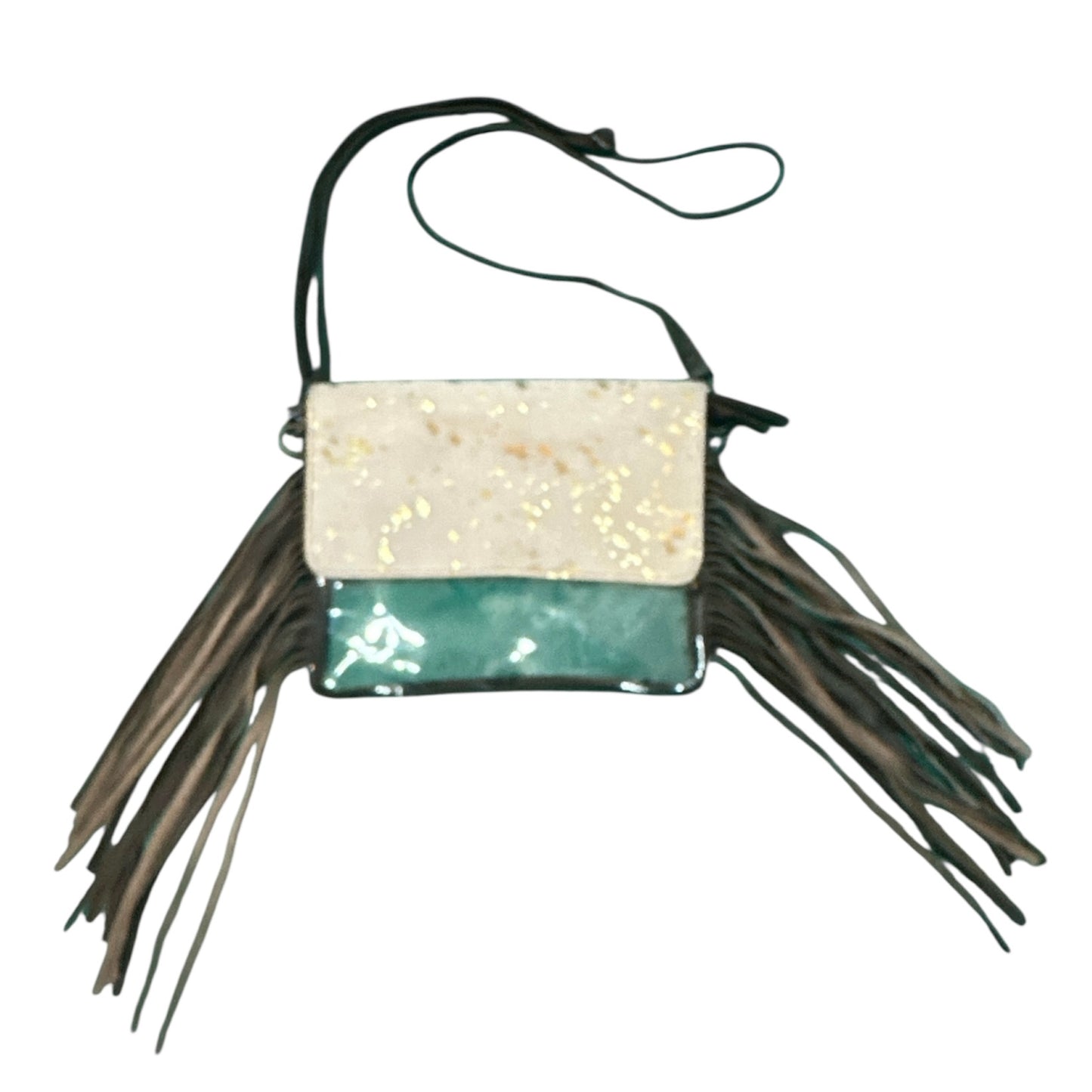 White Cowhide Fringe Purse